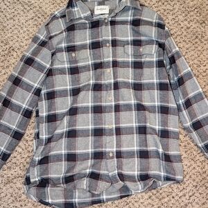 Mens Plaid Button-Up Shirt - Gray and Blue